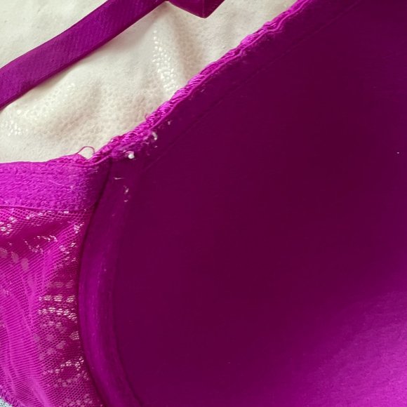Victoria’s Secret Perfect Shape Logo Lace Bra deep pink purple size 34 DDD / 34F - Picture 13 of 13